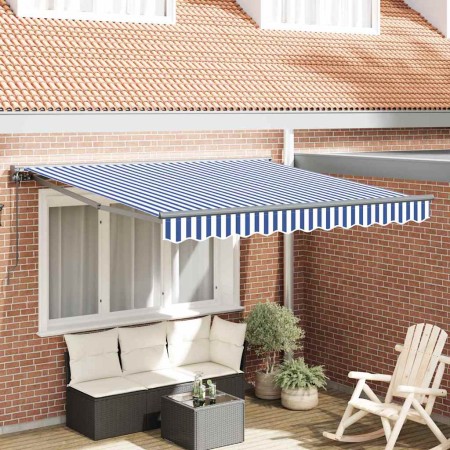 Toldo Retráctil Manual Azul y 300 x 250 cm Poliéster y metal en Toldos | Comprar online en Foru.es