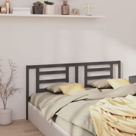 Cabecero de cama madera maciza de pino gris 166x4x100 cm de vidaXL, Cabeceros y pies de cama - Ref: Foro24-818832, Precio: 32...