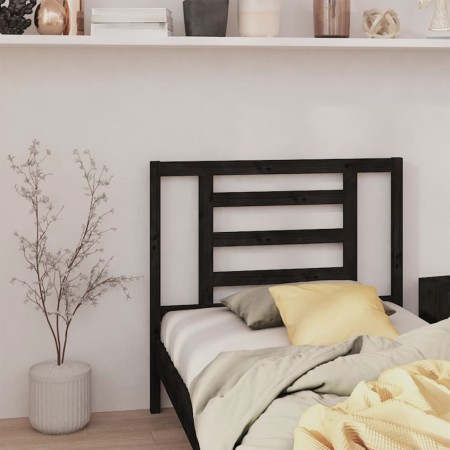 Cabecero de cama madera maciza de pino negro 96x4x100 cm de vidaXL, Cabeceros y pies de cama - Ref: Foro24-818804, Precio: 28...