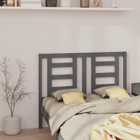 Cabecero de cama madera maciza de pino gris 126x4x100 cm de vidaXL, Cabeceros y pies de cama - Ref: Foro24-818812, Precio: 30...