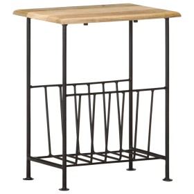 Revistero madera maciza de mango y acero 40x30x50 cm en Revisteros | Comprar online en Foru.es