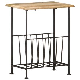 Revistero madera maciza de mango y acero 40x30x50 cm en Revisteros | Comprar online en Foru.es