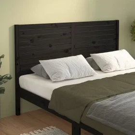 Solid black pine wood bed headboard 146x4x100 cm by vidaXL, Headboards and footboards - Ref: Foro24-819024, Price: 60,69 €, D...
