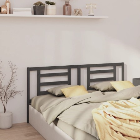 Cabecero de cama madera maciza de pino gris 186x4x100 cm de vidaXL, Cabeceros y pies de cama - Ref: Foro24-818837, Precio: 61...