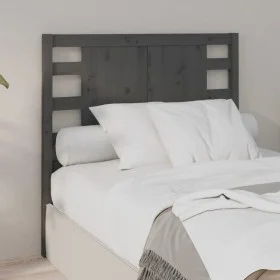 Cabecero madera maciza de pino gris 106x4x100 cm de vidaXL, Cabeceros y pies de cama - Ref: Foro24-818757, Precio: 56,20 €, D...