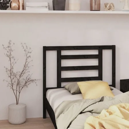 Solid black pine wood bed headboard 106x4x100 cm by vidaXL, Headboards and footboards - Ref: Foro24-818809, Price: 23,23 €, D...