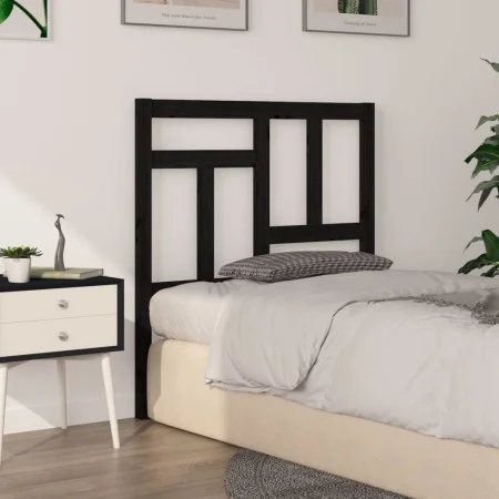 Solid black pine wood bed headboard 80.5x4x100 cm by vidaXL, Headboards and footboards - Ref: Foro24-818949, Price: 22,30 €, ...