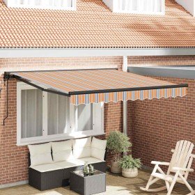 Toldo Retráctil Azul y Naranja 300 x 250 cm Poliéster y metal en Toldos | Comprar online en Foru.es