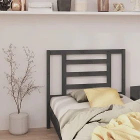 Cabecero de cama madera maciza de pino gris 106x4x100 cm de vidaXL, Cabeceros y pies de cama - Ref: Foro24-818807, Precio: 33...