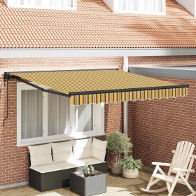 Toldo Retráctil Amarillo y Gris 300 x 250 cm Poliéster y metal en Toldos | Comprar online en Foru.es