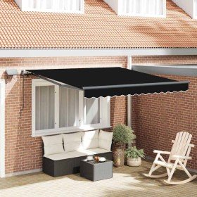 Toldo Retráctil con luces de tiras LED Negro 300 x 250 cm tela en Toldos | Comprar online en Foru.es
