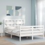 Estructura de cama con cabecero madera maciza blanco 120x200 cm de vidaXL, Camas y somieres - Ref: Foro24-3194437, Precio: 13...