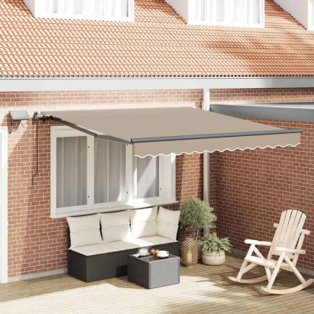 Toldo Retráctil con tira de luces LED Beige 300 x 250 cm tela en Toldos | Comprar online en Foru.es