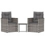 Muebles de jardín con cojines 3 piezas ratán sintético gris de vidaXL, Conjuntos de jardín - Ref: Foro24-319193, Precio: 159,...