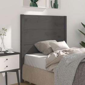 Cabecero madera maciza de pino gris 96x4x100 cm de vidaXL, Cabeceros y pies de cama - Ref: Foro24-818702, Precio: 44,08 €, De...
