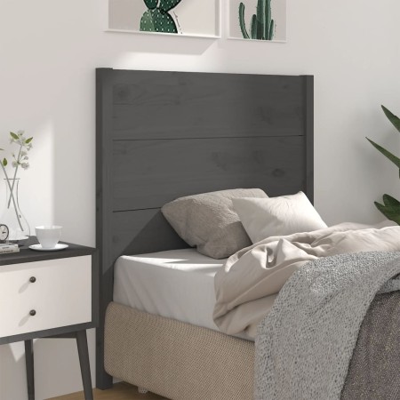 Cabecero madera maciza de pino gris 96x4x100 cm de vidaXL, Cabeceros y pies de cama - Ref: Foro24-818702, Precio: 44,08 €, De...