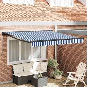 Toldo Retráctil Manual Azul y 350 x 250 cm Poliéster y metal en Toldos | Comprar online en Foru.es