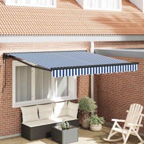 Toldo Retráctil Azul y 350 x 250 cm Poliéster y metal en Toldos | Comprar online en Foru.es