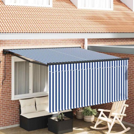 Toldo Retráctil Manual Azul y 350 x 250 cm Poliéster y Aluminio en Toldos | Comprar online en Foru.es