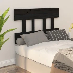 Solid black pine wood bed headboard 103.5x3x81 cm by vidaXL, Headboards and footboards - Ref: Foro24-819109, Price: 23,23 €, ...