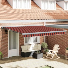 Toldo Retráctil Manual Rojo y negro 350 x 250 cm tela en Toldos | Comprar online en Foru.es