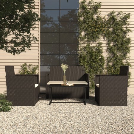 Muebles de jardín con cojines 4 piezas ratán sintético negro de vidaXL, Conjuntos de jardín - Ref: Foro24-319194, Precio: 229...