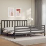 Estructura de cama con cabecero madera maciza gris 200x200 cm de vidaXL, Camas y somieres - Ref: Foro24-3193878, Precio: 167,...