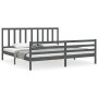 Estructura de cama con cabecero madera maciza gris 200x200 cm de vidaXL, Camas y somieres - Ref: Foro24-3193878, Precio: 167,...