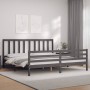 Estructura de cama con cabecero madera maciza gris 200x200 cm de vidaXL, Camas y somieres - Ref: Foro24-3193878, Precio: 167,...