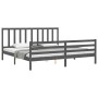 Estructura de cama con cabecero madera maciza gris 200x200 cm de vidaXL, Camas y somieres - Ref: Foro24-3193878, Precio: 167,...