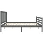 Estructura de cama con cabecero madera maciza gris 200x200 cm de vidaXL, Camas y somieres - Ref: Foro24-3193878, Precio: 167,...