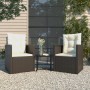Muebles de jardín con cojines 3 piezas ratán sintético negro de vidaXL, Conjuntos de jardín - Ref: Foro24-319192, Precio: 148...
