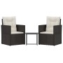 Muebles de jardín con cojines 3 piezas ratán sintético negro de vidaXL, Conjuntos de jardín - Ref: Foro24-319192, Precio: 148...