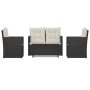 Muebles de jardín con cojines 4 piezas ratán sintético negro de vidaXL, Conjuntos de jardín - Ref: Foro24-319196, Precio: 231...