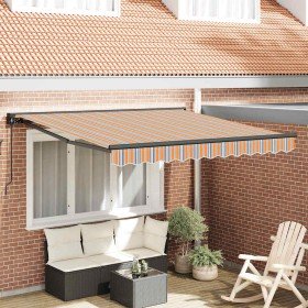 Toldo Retráctil Azul y Naranja 350 x 250 cm Poliéster y metal en Toldos | Comprar online en Foru.es