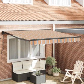 Toldo Retráctil Azul y Naranja 350 x 250 cm Poliéster y metal en Toldos | Comprar online en Foru.es