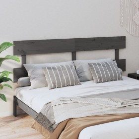 Cabecero de cama madera maciza de pino gris 204x3x81 cm de vidaXL, Cabeceros y pies de cama - Ref: Foro24-819092, Precio: 32,...