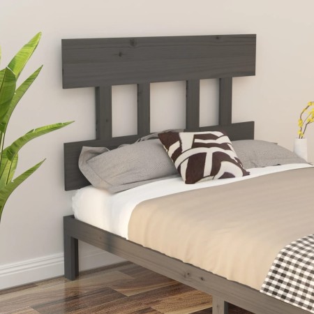 Cabecero de cama madera maciza de pino gris 93,5x3x81 cm de vidaXL, Cabeceros y pies de cama - Ref: Foro24-819102, Precio: 22...