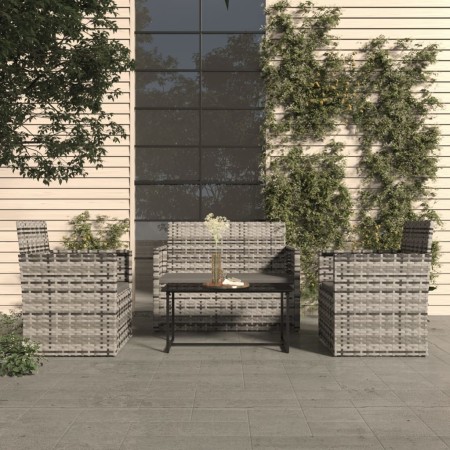 Muebles de jardín con cojines 4 piezas ratán sintético gris de vidaXL, Conjuntos de jardín - Ref: Foro24-319195, Precio: 212,...