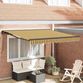 Toldo Retráctil Amarillo y Gris 350 x 250 cm Poliéster y metal en Toldos | Comprar online en Foru.es