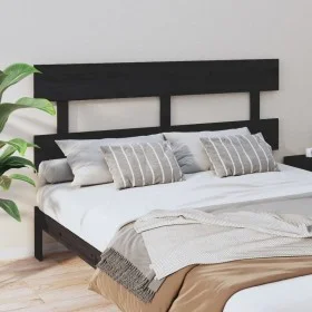 Solid black pine wood bed headboard 164x3x81 cm by vidaXL, Headboards and footboards - Ref: Foro24-819084, Price: 38,38 €, Di...