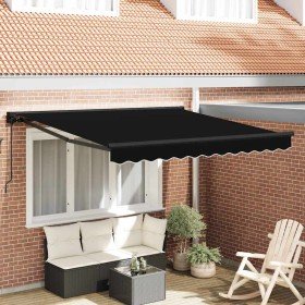 Toldo Retráctil Manual Negro 350 x 250 cm Poliéster y metal en Toldos | Comprar online en Foru.es