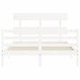 Estructura de cama con cabecero madera maciza blanco 120x200 cm de vidaXL, Camas y somieres - Ref: Foro24-3195087, Precio: 11...