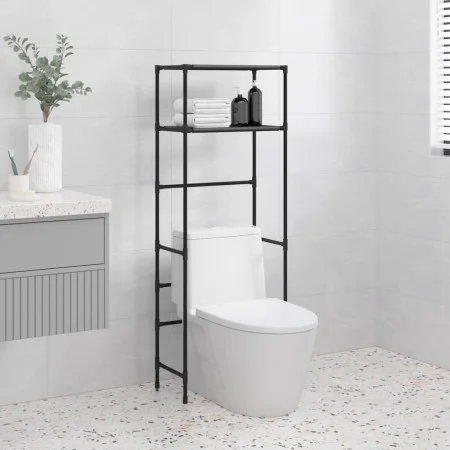 Estantería 2 niveles sobre inodoro hierro negro 53,5x28x143 cm de vidaXL, Toalleros - Ref: Foro24-343133, Precio: 25,05 €, De...