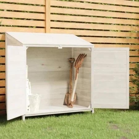 Cobertizo de jardín madera de abeto maciza blanco 102x52x112 cm de vidaXL, Cobertizos - Ref: Foro24-152183, Precio: 202,12 €,...