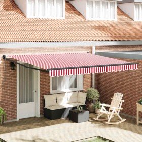Toldo Retráctil Manual Rojo y 400 x 300 cm Poliéster y Aluminio en Toldos | Comprar online en Foru.es