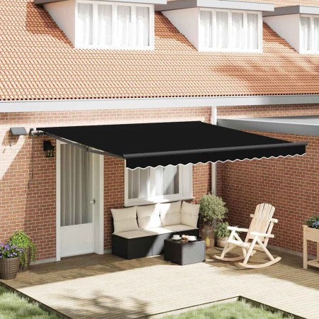 Toldo Retráctil con luces de tiras LED Negro 400 x 300 cm tela en Toldos | Comprar online en Foru.es