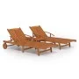 Set de tumbonas con mesita 2 uds madera maciza de acacia de vidaXL, Tumbonas - Ref: Foro24-3104966, Precio: 415,49 €, Descuen...