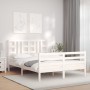 Estructura de cama matrimonio con cabecero madera maciza blanco de vidaXL, Camas y somieres - Ref: Foro24-3193927, Precio: 14...