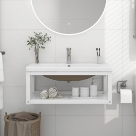 Estructura de baño con lavabo incorporado hierro blanco de vidaXL, Tocadores de baño - Ref: Foro24-3101381, Precio: 182,37 €,...